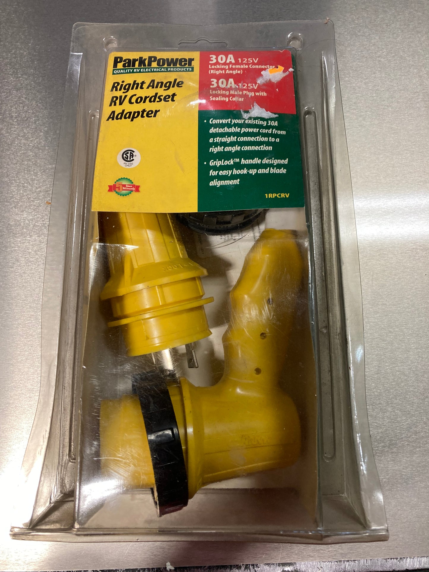 Right angle RV cord set adapter